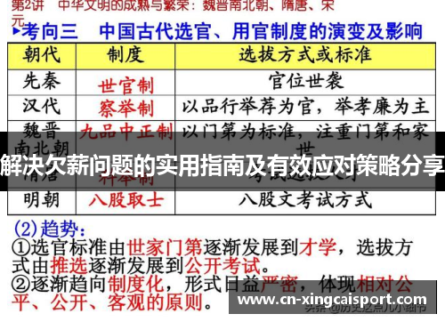 解决欠薪问题的实用指南及有效应对策略分享